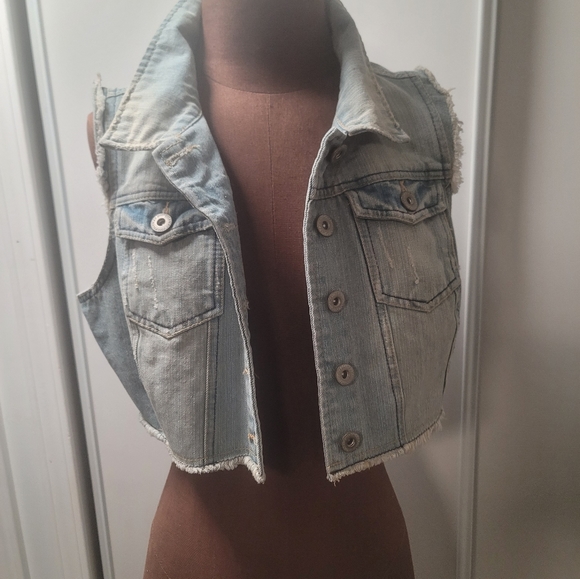 Highway jeans XL cropped distressed  denim vest - Picture 4 of 4